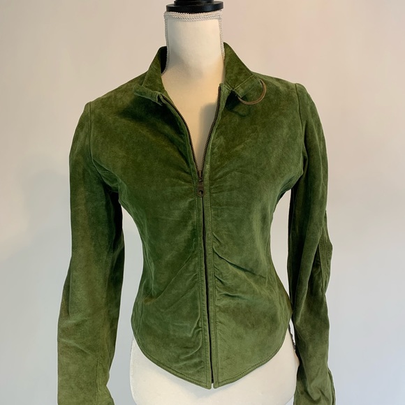 Aldo Sage Green Suede Moto Jacket Size Large - Picture 16 of 16